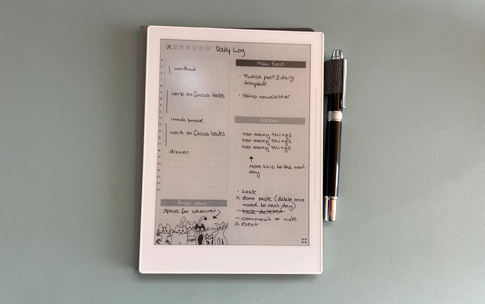 Daily Log template for Supernote